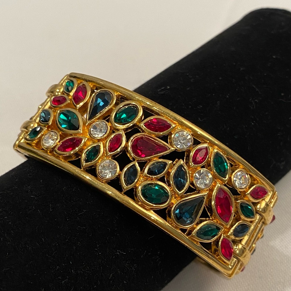 Vintage D'Orlan Gold Plated Bracelet with Swarovski Crystals STUNNING 80s Glam